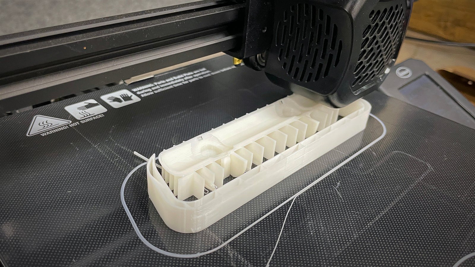 A new part being printed with an Eastwood FDM 3D printer