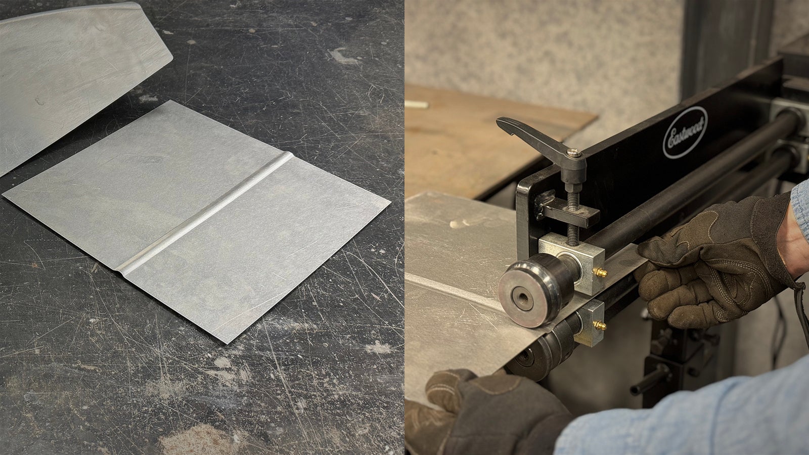 Using an Eastwood motorized bead roller to bead a sheet metal panel