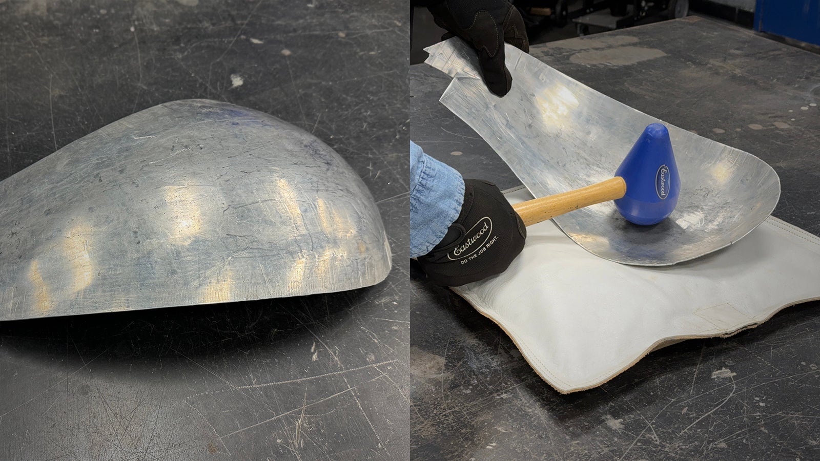 Forming sheet metal with a mallet and beater bag
