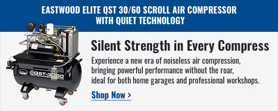 Eastwood Elite QST 30/60 Scroll Air Compressor with Quiet Technology - Silent Strength in Every Compress - Experience a new era of noiseless air compression, bringing a powerful performance with the roar, ideal for both home garages and professional workshops. Shop Now