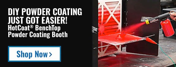 DIY Powder Coating just got easier! HotCoat BenchTop Powder Coating Booth. Click to shop booths.