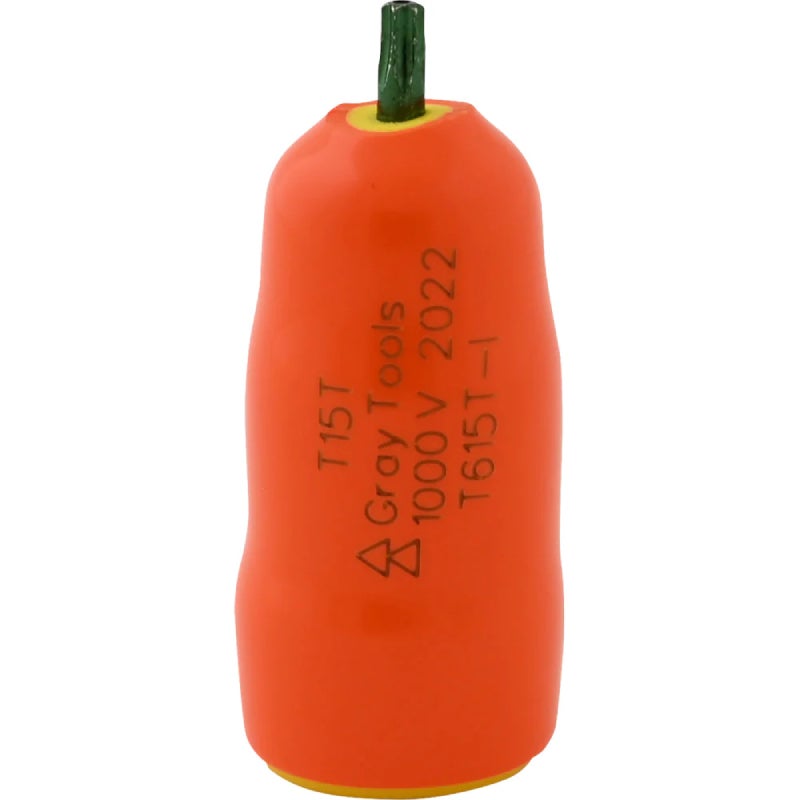 Gray Tools T15T X 3/8in. Drive Standard Length Torx Head Tamper Resistant 1000V Insulated Socket T61