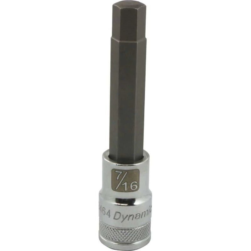 Dynamic Tools 1/2in. Drive SAE Hex Head 7/16in. Long Bit Chrome Finish Socket D013464