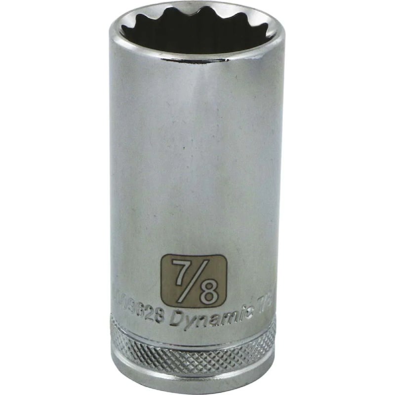 Dynamic Tools 3/8in. Drive 12 Point SAE 7/8in. Deep Length Chrome Finish Socket D009628
