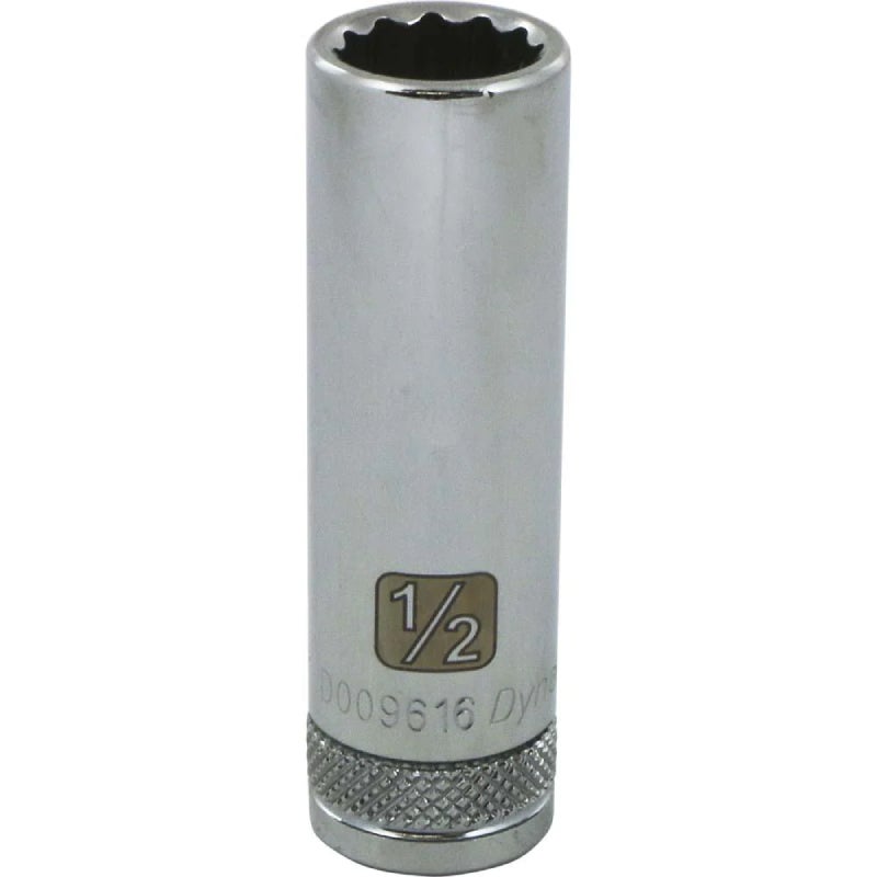 Dynamic Tools 3/8in. Drive 12 Point SAE 1/2in. Deep Length Chrome Finish Socket D009616