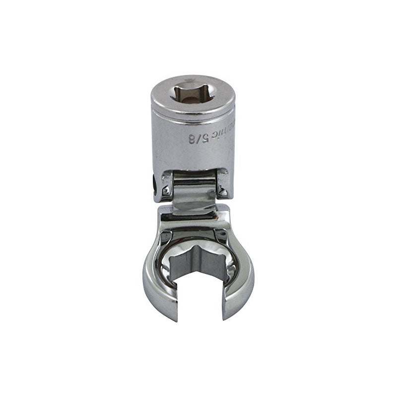 Dynamic Tools 3/8in. Drive SAE 5/8in. Flex Head Crow Foot Flare Nut Socket Chrome Finish D008650