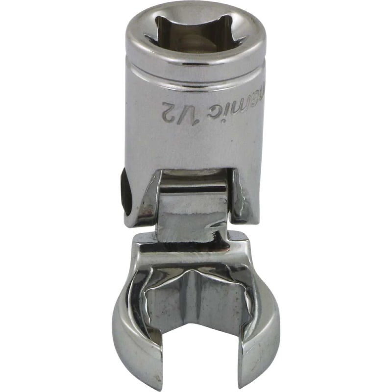 Dynamic Tools 3/8in. Drive SAE 1/2in. Flex Head Crow Foot Flare Nut Socket Chrome Finish D008646
