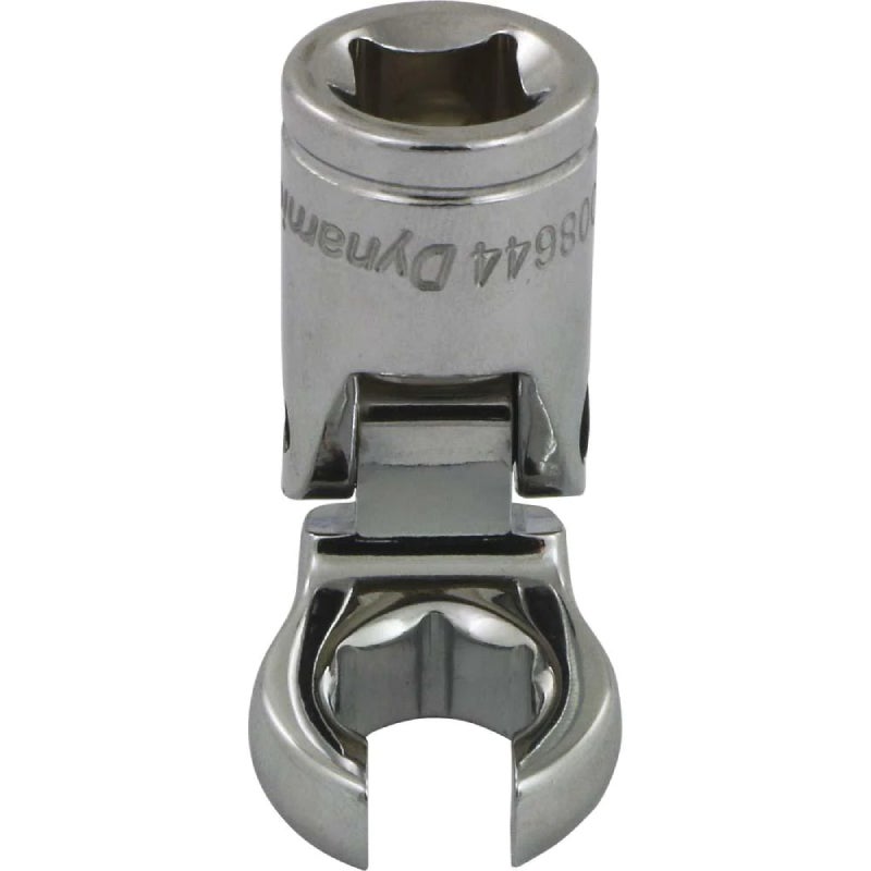 Dynamic Tools 3/8in. Drive SAE 7/16in. Flex Head Crow Foot Flare Nut Socket Chrome Finish D008644