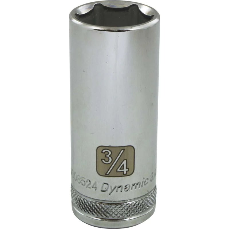 Dynamic Tools 3/8in. Drive 6 Point SAE 3/4in. Deep Length Chrome Finish Socket D008524