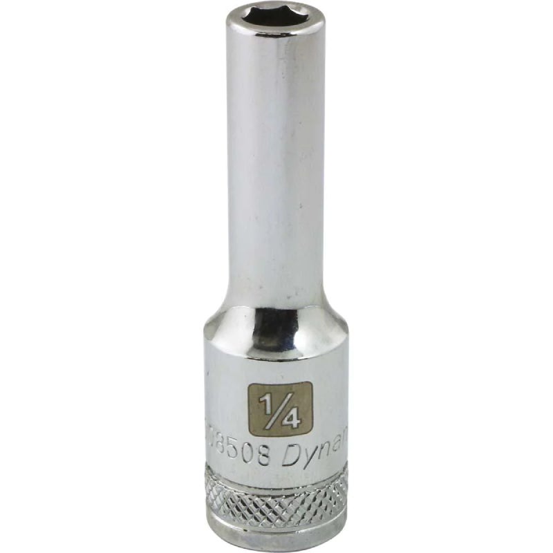 Dynamic Tools 3/8in. Drive 6 Point SAE 1/4in. Deep Length Chrome Finish Socket D008508
