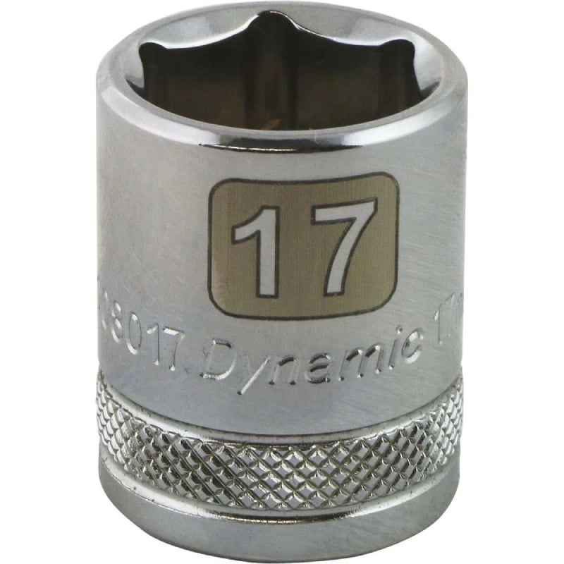 Dynamic Tools 3/8in. Drive 6 Point Metric 17mm Standard Length Chrome Finish Socket D008017