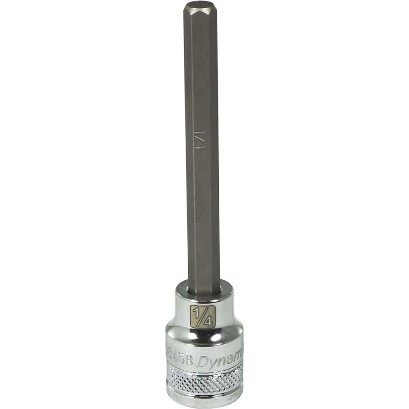 Dynamic Tools 3/8in. Drive SAE Hex Head 1/4in. Long Bit Chrome Finish Socket D006458