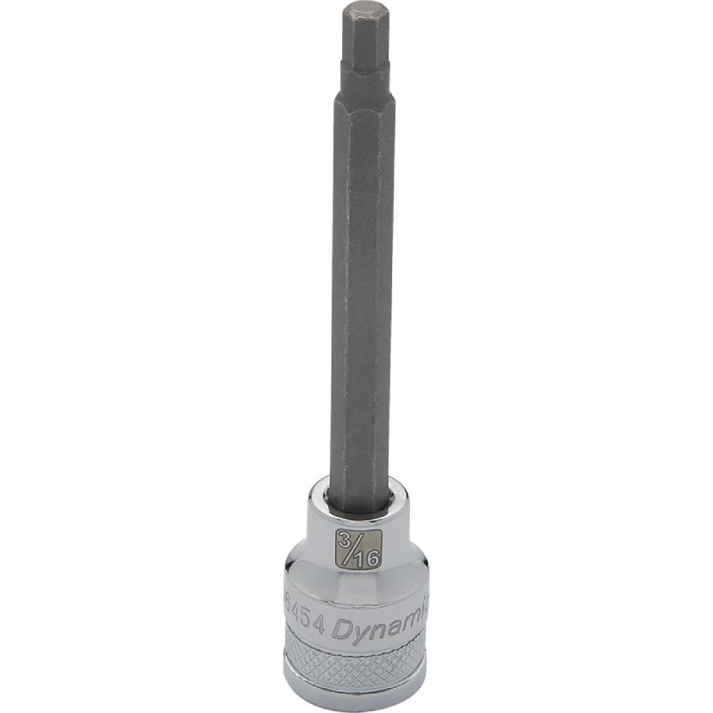 Dynamic Tools 3/8in. Drive SAE Hex Head 3/16in. Long Bit Chrome Finish Socket D006454