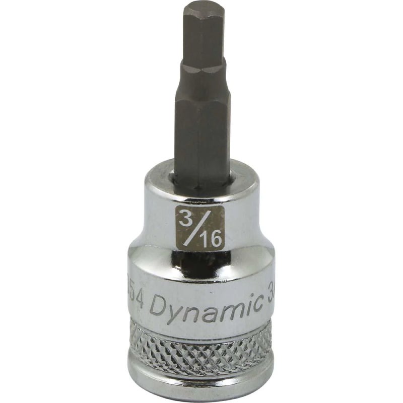 Dynamic Tools 3/8in. Drive SAE Hex Head 3/16in. Bit Standard Length Chrome Finish Socket D006054