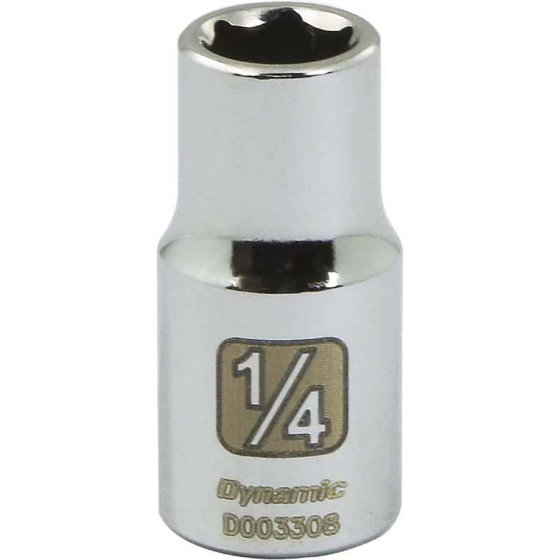 Dynamic Tools 1/4in. Drive 6 Point SAE 1/4in. Standard Length Chrome Finish Socket D003308