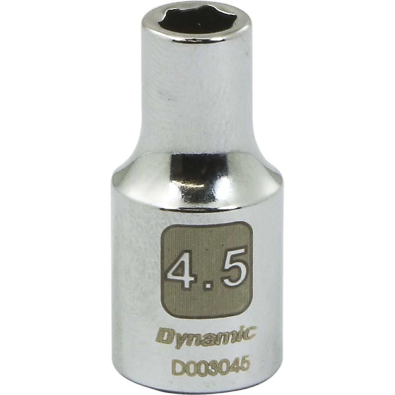 Dynamic Tools 1/4in. Drive 6 Point Metric 4.5mm Standard Length Chrome Finish Socket D003045