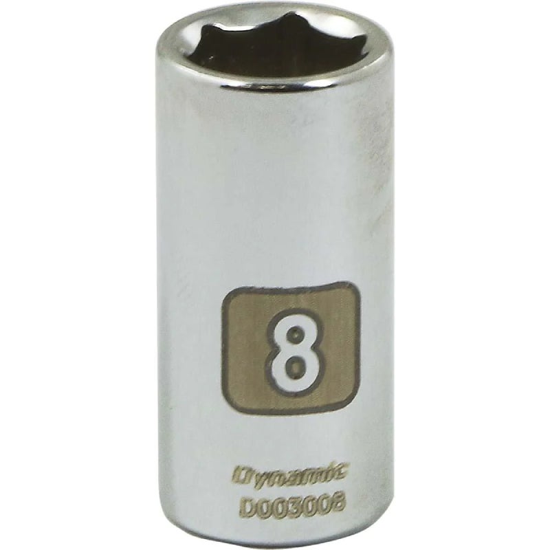 Dynamic Tools 1/4in. Drive 6 Point Metric 8mm Standard Length Chrome Finish Socket D003008