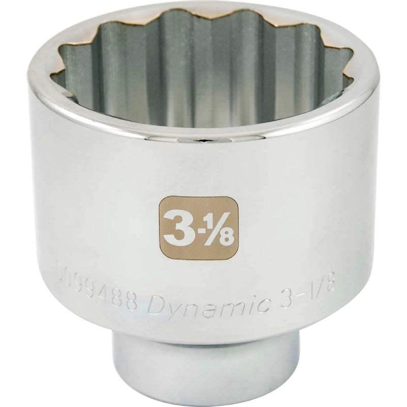 Dynamic Tools 3 1/8in X 1in Drive, 12 Point Standard Length, Chrome Socket D099488