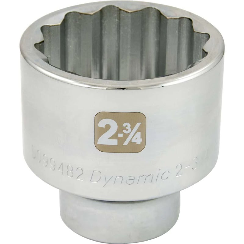 Dynamic Tools 2-3/4in X 1in Drive, 12 Point Standard Length, Chrome Socket D099482