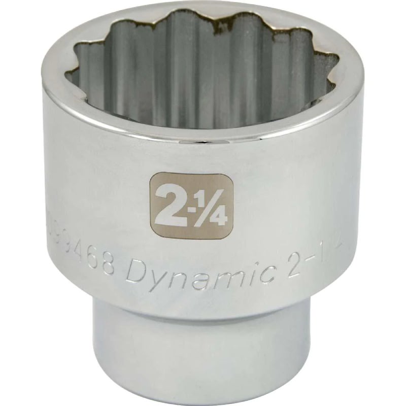 Dynamic Tools 2-1/4in X 1in Drive, 12 Point Standard Length, Chrome Socket D099468