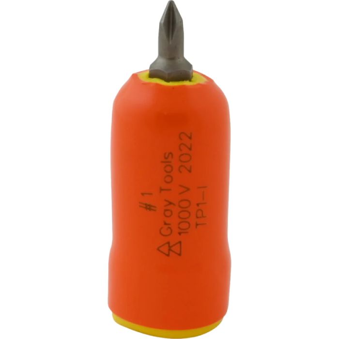 Gray Tools No. 1 X 3/8in. Drive Standard Length Phillips Head 1000V Insulated Socket TP1-I