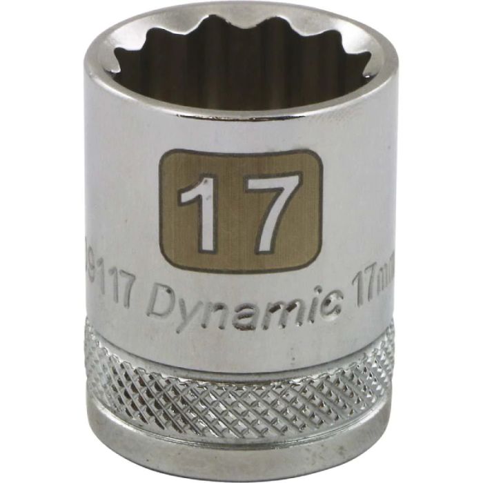 Dynamic Tools 3/8in. Drive 12 Point Metric 17mm Standard Length Chrome Finish Socket D009117