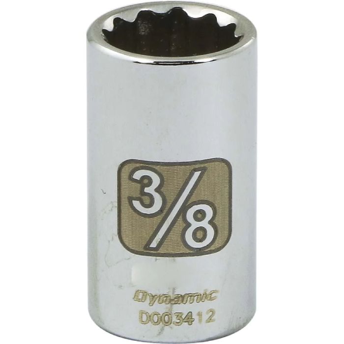 Dynamic Tools 1/4in. Drive 12 Point SAE 3/8in. Standard Length Chrome Finish Socket D003412
