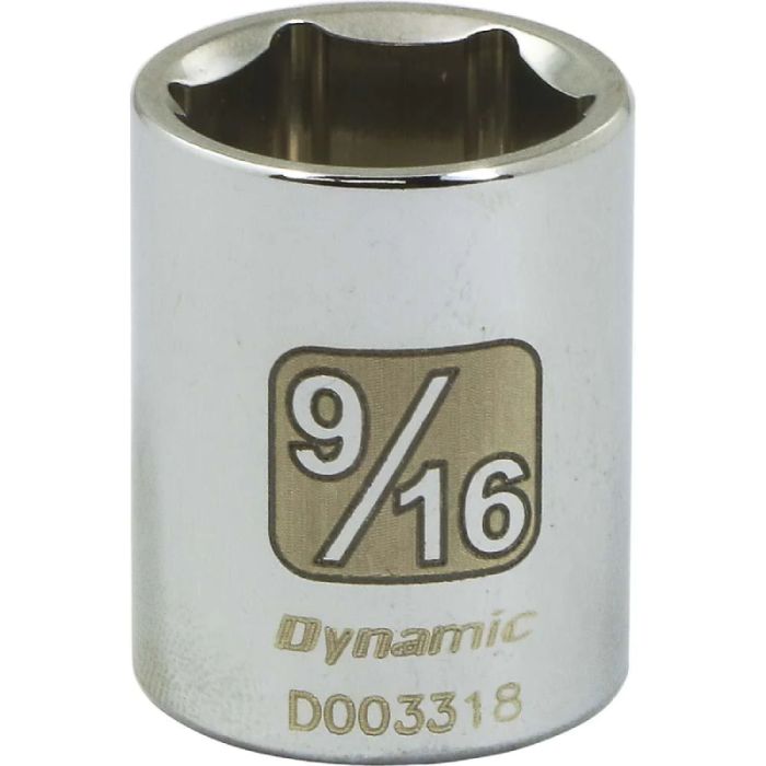 Dynamic Tools 1/4in. Drive 6 Point SAE 9/16in. Standard Length Chrome Finish Socket D003318
