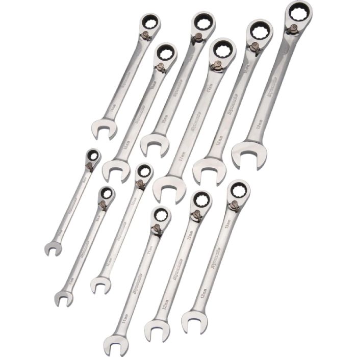 Dynamic Tools 12 Piece Metric Reversible, Combination Ratcheting Wrench Set, 8mm - 19mm D076603