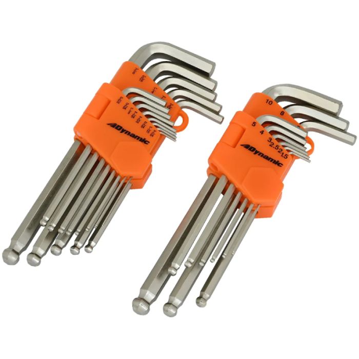 Dynamic Tools 22 Piece SAE and Metric Ball End Long Hex Key Set, 3/64in - 3/8in and 1.5mm - 10mm D04