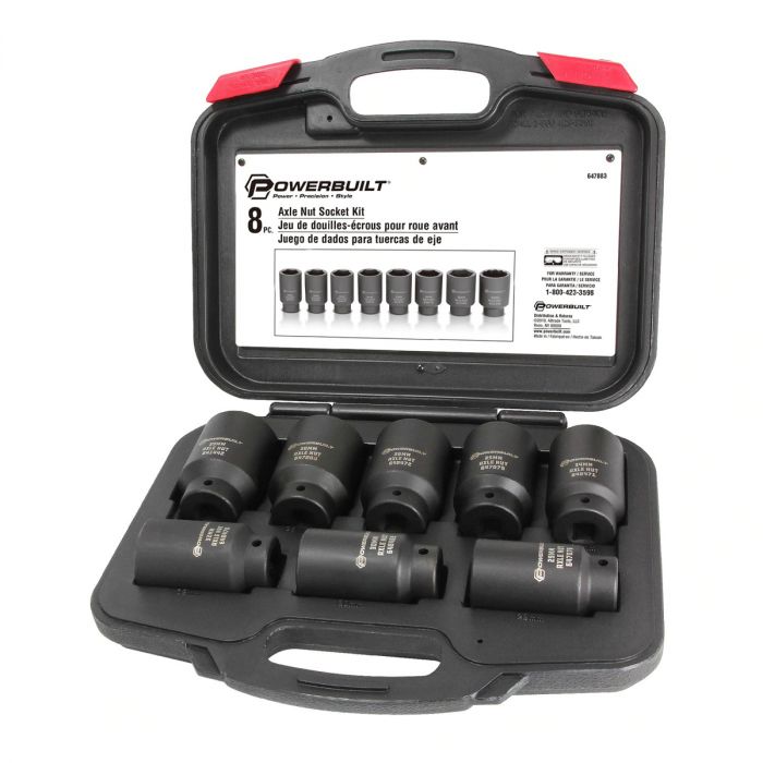 Powerbuilt 8 Piece Master 6 Point Axle Nut Socket Set 647883