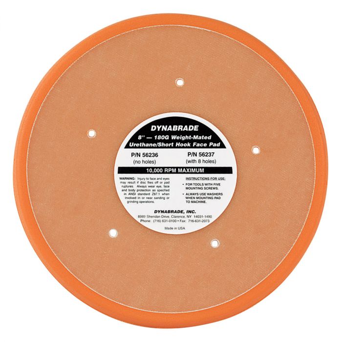 Dynabrade 8 in. Dia. Non-Vacuum Disc Pad Hook-Face Short Nap 56236