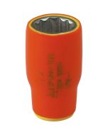 Gray Tools 1/2in. X 1/4in. Drive 12 Point Standard Length Socket 1000V Insulated V116-I