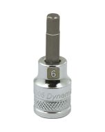 Dynamic Tools 3/8in. Drive Metric Hex Head 6mm Bit Standard Length Chrome Finish Socket D006006