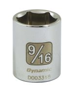 Dynamic Tools 1/4in. Drive 6 Point SAE 9/16in. Standard Length Chrome Finish Socket D003318
