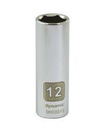 Dynamic Tools 1/4in. Drive 6 Point Metric 12mm Deep Length Chrome Finish Socket D003212