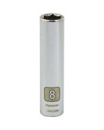 Dynamic Tools 1/4in. Drive 6 Point Metric 8mm Deep Length Chrome Finish Socket D003208