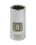 Dynamic Tools 1/4in. Drive 12 Point Metric 8mm Standard Length Chrome Finish Socket D003108
