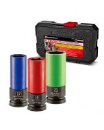 Powerbuilt 3 Piece Zeon SAE Lug Nut Socket Set for Damaged Lug Nuts 240097
