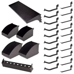 Flextur 26-piece Accessory Kit for 14-gauge steel metal pegboard tool board panels.