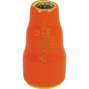 Gray Tools 7/32in. X 1/4in. Drive 12 Point Standard Length Socket 1000V Insulated V107-I