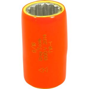 Gray Tools 9/16in. X 3/8in. Drive 12 Point Standard Length Socket 1000V Insulated T18-I