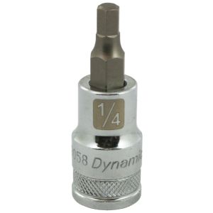 Dynamic Tools 1/2in. Drive SAE Hex Head 1/4in. Bit Standard Length Chrome Finish Socket D013058