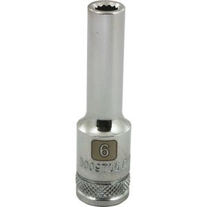 Dynamic Tools 3/8in. Drive 12 Point Metric 6mm Deep Length Chrome Finish Socket D009706