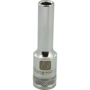 Dynamic Tools 3/8in. Drive 12 Point SAE 1/4in. Deep Length Chrome Finish Socket D009608