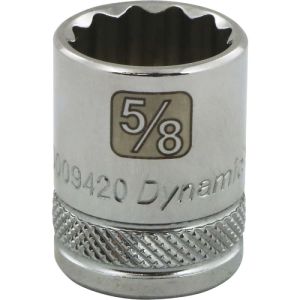 Dynamic Tools 3/8in. Drive 12 Point SAE 5/8in. Standard Length Chrome Finish Socket D009420