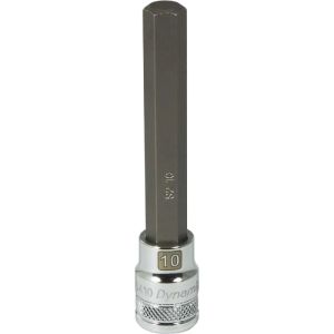 Dynamic Tools 3/8in. Drive Metric Hex Head 10mm Long Bit Chrome Finish Socket D006410