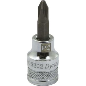 Dynamic Tools 3/8in. Drive Phillips Head Ph#2 Bit Standard Length Chrome Finish Socket D006202