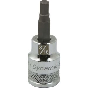 Dynamic Tools 3/8in. Drive SAE Hex Head 3/16in. Bit Standard Length Chrome Finish Socket D006054