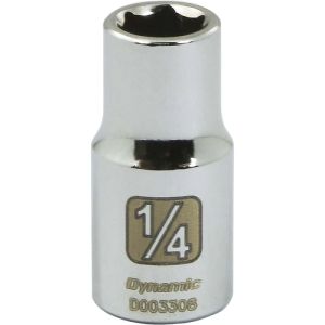 Dynamic Tools 1/4in. Drive 6 Point SAE 1/4in. Standard Length Chrome Finish Socket D003308